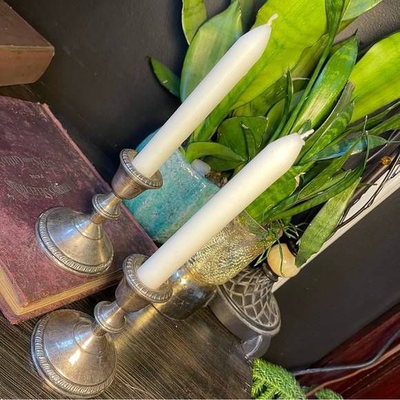 Accents Vintage Poole Weighted Sterling Silver Pillar Candle Holders